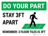 Do Your Part: Stay 3Ft Apart Floor Tiles Landscape - Wall Sign Do Your Part: Stay 3Ft Apart Floor Tiles Landscape - Wall Sign