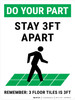 Do Your Part: Stay 3Ft Apart Floor Tiles Portrait - Wall Sign