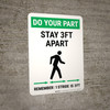 Do Your Part: Stay 3Ft Apart Strides Portrait - Wall Sign Do Your Part: Stay 3Ft Apart Strides Portrait - Wall Sign