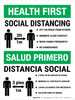 Health First: Social Distancing Biligual 3ft Portrait - Wall Sign Health First: Social Distancing Biligual 3ft Portrait - Wall Sign