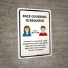 Face Covering Is Required 3 Feet with Icons Portrait - Wall Sign Face Covering Is Required 3 Feet with Icons Portrait - Wall Sign