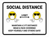 Social Distance 3 Feet with Emojis Landscape - Wall Sign