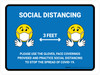 Social Distancing Please Use Face Coverings/Gloves with 3ft Emojis Blue Landscape - Wall Sign Social Distancing Please Use Face Coverings/Gloves with 3ft Emojis Blue Landscape - Wall Sign