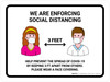 We Are Enforcing Social Distancing with 3ft Icons Landscape - Wall Sign