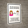 We Are Enforcing Social Distancing with 3ft Icons Portrait - Wall Sign We Are Enforcing Social Distancing with 3ft Icons Portrait - Wall Sign