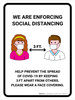 We Are Enforcing Social Distancing with 3ft Icons Portrait - Wall Sign We Are Enforcing Social Distancing with 3ft Icons Portrait - Wall Sign