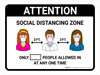 Attention Social Distancing Zone with 3ft Icons Landscape - Wall Sign