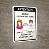 Attention Social Distancing Zone with 3ft Icons Portrait - Wall Sign