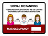 Social Distancing Max Occupancy with 3ft Icons Red Landscape - Wall Sign