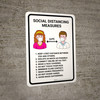 Social Distancing Measures with 3ft Icons Portrait - Wall Sign