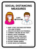 Social Distancing Measures with 3ft Icons Portrait - Wall Sign