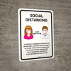 Social Distancing One Customer At A Time with 3ft Icons Portrait - Wall Sign