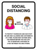 Social Distancing One Customer At A Time with 3ft Icons Portrait - Wall Sign