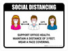 Social Distancing Support Office Health with 3ft Icons Landscape - Wall Sign
