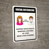 Social Distancing Support Office Health with 3ft Icons Portrait - Wall Sign