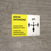 Social Distancing 3Ft with Icon Yellow Landscape - Wall Sign