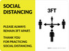Social Distancing 3Ft with Icon Yellow Landscape - Wall Sign
