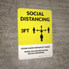 Social Distancing 3Ft with Icon Yellow Portrait - Wall Sign