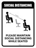 Please Maintain Social Distancing While Seated with 3ft Icon Portrait - Wall Sign Please Maintain Social Distancing While Seated with 3ft Icon Portrait - Wall Sign