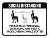 Maintain Social Distancing Wear Face Covering While Seated with 3ft Icon Landscape - Wall Sign Maintain Social Distancing Wear Face Covering While Seated with 3ft Icon Landscape - Wall Sign