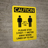 Caution: Please Stay 3ft Away When Lined Up To Pay with Icon Portrait - Wall Sign Caution: Please Stay 3ft Away When Lined Up To Pay with Icon Portrait - Wall Sign