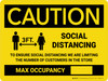 Caution: 3ft Social Distancing Max Occupancy with Icon Landscape - Wall Sign Caution: 3ft Social Distancing Max Occupancy with Icon Landscape - Wall Sign