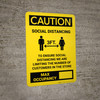 Caution: 3ft Social Distancing Max Occupancy with Icon Portrait - Wall Sign