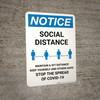 Notice: Social Distancing - Maintain a 3ft Distance Portrait - Wall Sign