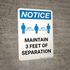 Notice: Maintain 3 Feet of Separation with Icon Portrait - Wall Sign Notice: Maintain 3 Feet of Separation with Icon Portrait - Wall Sign
