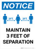 Notice: Maintain 3 Feet of Separation with Icon Portrait - Wall Sign Notice: Maintain 3 Feet of Separation with Icon Portrait - Wall Sign