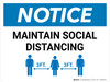 Notice: Maintain Social Distancing with 3ft Icon Landscape - Wall Sign