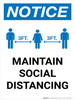 Notice: Maintain Social Distancing with 3ft Icon Portrait - Wall Sign Notice: Maintain Social Distancing with 3ft Icon Portrait - Wall Sign