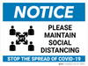Notice: Please Maintain Social Distancing in Waiting Room 3ft Landscape - Wall Sign Notice: Please Maintain Social Distancing in Waiting Room 3ft Landscape - Wall Sign
