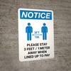 Notice: Please Stay 3ft Away When Lined Up To Pay Portrait - Wall Sign