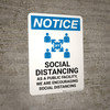 Notice: Social Distancing to Ensure Health with 3ft Icon Landscape - Wall Sign