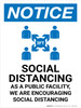 Notice: Social Distancing to Ensure Health with 3ft Icon Landscape - Wall Sign