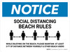 Notice Social Distancing Beach Rules 3ft Landscape - Wall Sign Notice Social Distancing Beach Rules 3ft Landscape - Wall Sign