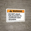 Warning: Do Not Attach Fall Protection to Crane ANSI - Wall Sign Warning: Do Not Attach Fall Protection to Crane ANSI - Wall Sign