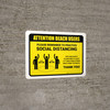 Attention: Beach Users Remember Social Distancing with 3ft Icon Landscape - Wall Sign