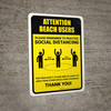 Attention: Beach Users Remember Social Distancing with 3ft Icon Portrait - Wall Sign