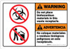 Warning: Do Not Place Biohazardous Materials Bilingual Spanish ANSI - Wall Sign