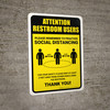 Attention: Restroom Users Remember Social Distancing with 3ft Icon Portrait - Wall Sign Attention: Restroom Users Remember Social Distancing with 3ft Icon Portrait - Wall Sign