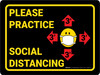 Please Practice Social Distancing Facemask 3ft Emojis Black - Wall Sign Please Practice Social Distancing Facemask 3ft Emojis Black - Wall Sign