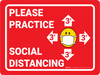 Please Practice Social Distancing Facemask 3ft Emojis Red - Wall Sign Please Practice Social Distancing Facemask 3ft Emojis Red - Wall Sign