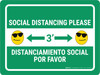 Social Distancing Please with Sunglasses Bilingual Spanish 3ft Emoji Green - Wall Sign Social Distancing Please with Sunglasses Bilingual Spanish 3ft Emoji Green - Wall Sign