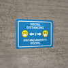 Social Distancing with Facemask 3ft Emoji Bilingual Spanish Blue - Wall Sign Social Distancing with Facemask 3ft Emoji Bilingual Spanish Blue - Wall Sign