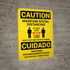 Caution: Social Distancing 3ft - Wear Face Mask Bilingual Spanish Portrait - Wall Sign Caution: Social Distancing 3ft - Wear Face Mask Bilingual Spanish Portrait - Wall Sign