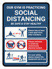 Our Gym Is Practicing Social Distancingwith 3ft Icons Portrait - Wall Sign Our Gym Is Practicing Social Distancingwith 3ft Icons Portrait - Wall Sign