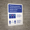 Please Practice Social Distancing White In The Bathroom 3ft - Rules Portrait - Wall Sign Please Practice Social Distancing White In The Bathroom 3ft - Rules Portrait - Wall Sign