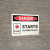 Danger: Starts Automatically with Graphic Landscape - Wall Sign Danger: Starts Automatically with Graphic Landscape - Wall Sign